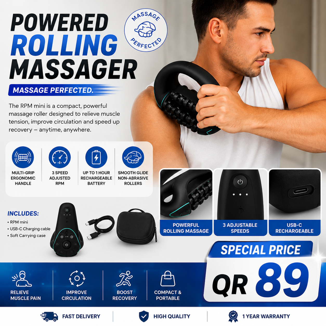💆‍♂️ Powered Rolling Massager 💆‍♀️