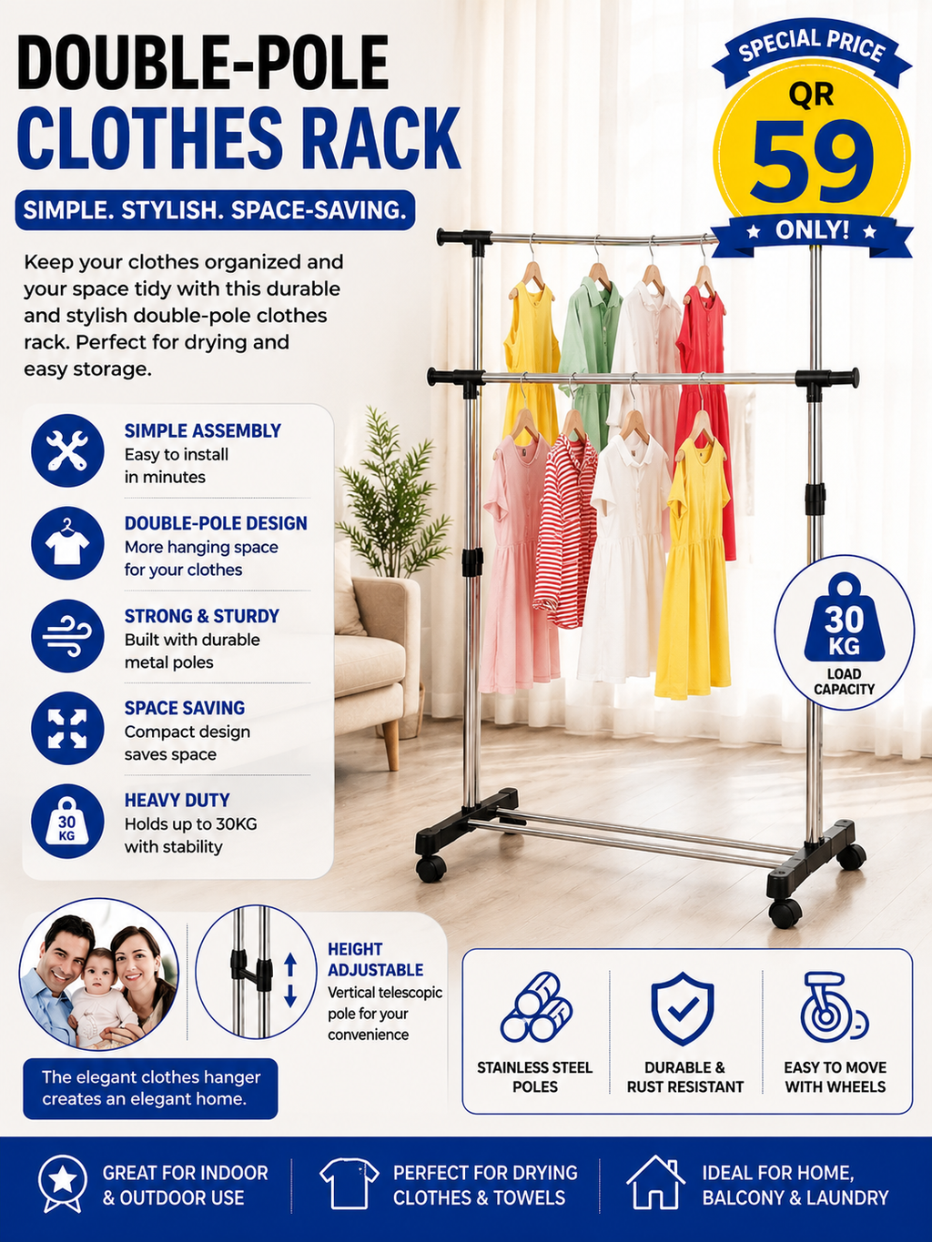 👕✨ Double-Pole Clothes Rack ✨👕