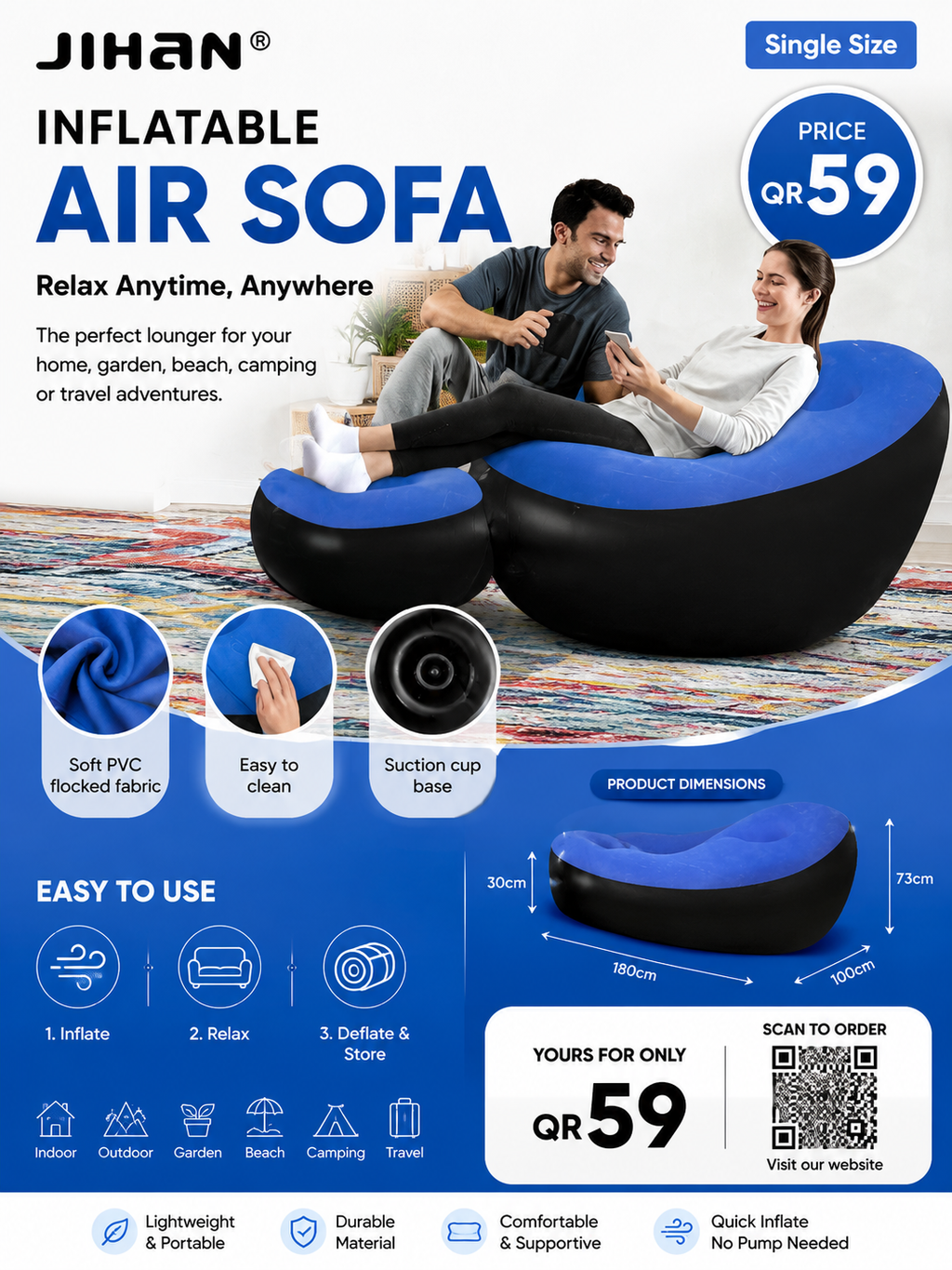 Inflatable Sofa With Footrest