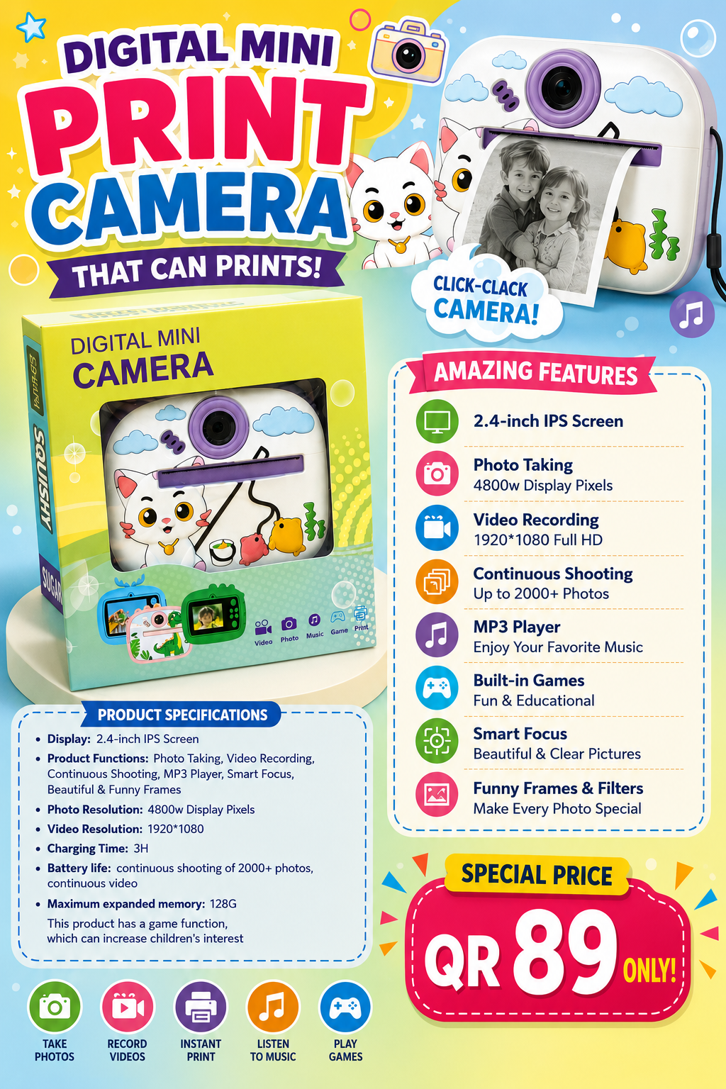 Kids Digital Mini Print Camera