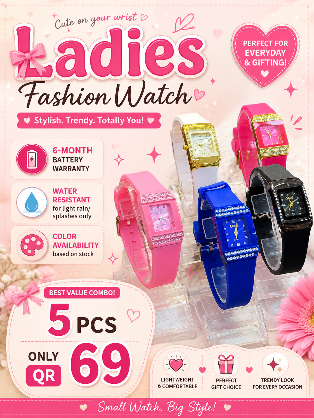 Ladies Silicone Fashion Watch(5pc)