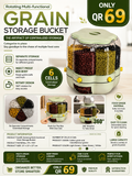 🌾 Rotating Multi-Functional Grain Storage Bucket (6 Compartments)